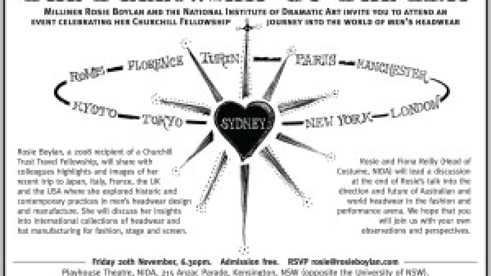 Rosie speaks tonight at NIDA in Sydney